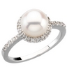 Freshwater Cultured Pearl and Diamond Ring 8mm .2 CTW Ref 955185