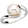 Freshwater Cultured Pearl and Diamond Ring 7mm .1 CTW Ref 875585