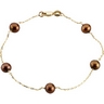 Dyed Chocolate Pearl Station Necklace and Bracelet 5.5 to 6mm Ref 831526