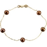 Dyed Chocolate Pearl Station Necklace and Bracelet 5.5 to 6mm Ref 831526