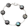 Black Coin Pearl Station Necklace or Bracelet 12 to 13mm Ref 243146