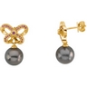 Tahitian Pearl and Pink Sapphire Earrings 10mm Round Near Round Ref 102783