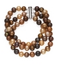 Dyed Chocolate Cultured Pearl Triple Strand Bracelet 7.25 inch Ref 748011