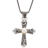 Freshwater Cultured Pearl Cross Necklace 8mm Ref 608514