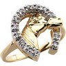 Western Style Ladies Horseshoe Ring with Horse Head .17 CTW Ref 291298