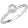 Stackable Fashion Twisted Band With 6mm White Glass Pearl Ref 180845