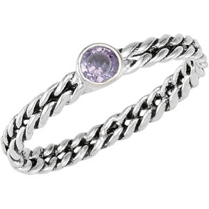 Stackable Twisted Band With 4mm Bezel Amethyst CZ Ref 189923