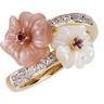 Genuine Pink Tourmaline, Mother Of Pearl and Diamond Ring Ref 785610