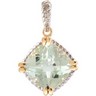 Sterling Silver and 14K Yellow Genuine Green Quartz Pendant Ref 668457