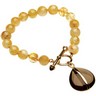 Genuine Rutilated Quartz Beads and Smoky Quartz Charm Bracelet Ref 724202