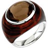 Genuine Smoky Quartz Ring with Tiger Print Enamel Ref 207823