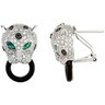 Genuine Emerald, Onyx and Diamond Earrings Ref 228678