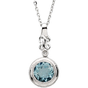 Genuine Aquamarine and Diamond Pendant Ref 163676 :: Stuller 67552