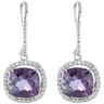 Genuine Amethyst and Diamond Earrings with Antique Cushion Center Ref 613171