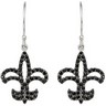 Genuine Black Spinel Fleur de Lis Earrings Ref 321464