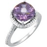 Genuine Checkerboard Amethyst and Diamond Ring Ref 250371