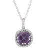 Genuine Checkerboard Amethyst and Diamond Pendant Ref 774099