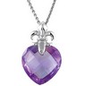 Genuine Amethyst Heart with Fleur De Lis Design Pendant Ref 853132