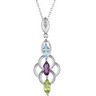 Genuine Amethyst, Peridot, and Sky Blue Topaz Necklace Ref 900269