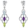 Genuine Amethyst, Peridot and Sky Blue Topaz Earrings Ref 221255