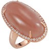 Genuine Chocolate Chalcedony and White Sapphire Ring Ref 795407