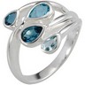 Genuine Sky Blue Topaz, London Blue Topaz and Swiss Blue Topaz Ring Ref 727345