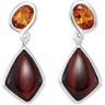 Genuine Red Tiger Eye and Madeira Citrine Earrings Ref 795370