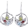 Genuine Mozambique Garnet, Peridot And Sky Blue Topaz Earrings Ref 130188