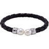 Freshwater Cultured Pearl and Leather Cuff Bracelet Ref 619817