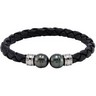 Tahitian Cultured Pearl and Leather Cuff Bracelet Ref 683005
