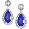 Lab Created Blue Sapphire and Diamond Earrings Ref 471419