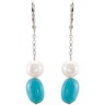 Freshwater Cultured Pearl and Genuine Turquoise Earrings Ref 232250