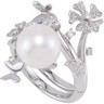 Freshwater Cultured Pearl and Diamond Hinged Two Finger Ring Ref 741389