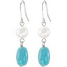 Freshwater Cultured Pearl and Genuine Turquoise Earrings Ref 944490