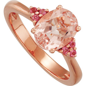 Genuine Morganite and Pink Tourmaline Ring 9 x 7mm Ref 728556 Stuller 68773