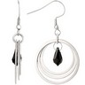 Stainless Steel Circle Earrings with Black Swarovski Crystals Ref 256837