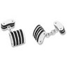 Stainless Steel Cuff Links with Black Rubber Ref 762211