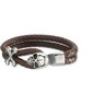 Braided Leather and Stainless Steel Skull and Crossbones Bracelet Ref 722249