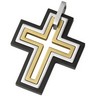 Stainless Steel and 14kt Yellow Cross Pendant with Black Immerse Plating Ref 118522