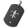 Stainless Fleur De Lis Dog Tag Pendant with Diamond and Immerse Plating Ref 460245