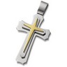 Stainless Steel Triple Layer Cross Pendant with Immerse Plating Ref 413650