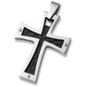 Stainless Steel Iron Cross Pendant with Black Carbon Fiber Ref 317904