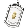 Stainless Steel and Yellow Gold Guadalupe Dog Tag Pendant Ref 772093