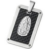 Stainless Steel Guadalupe Dog Tag Pendant with Carbon Fiber Center Ref 548092