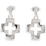 .015 CTW Cross Earrings with Backs and Rhodium Plate Ref 852906
