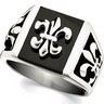 Stainless Steel Fleur de lis Ring with Black Enamel Ref 287189