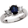 Platinum 7 x 5mm Genuine Blue Sapphire and .38 CTW Diamond Ring Ref 196047