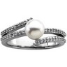Micro Prong Set Diamond and Pearl Ring Ref 352510