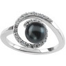 Platinum 7mm Akoya Black Cultured Pearl and .25 CTW Diamond Ring Ref 382167