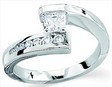 Platinum Princess Cut Solitaire Bypass Ring .67 CTW Ref 835589